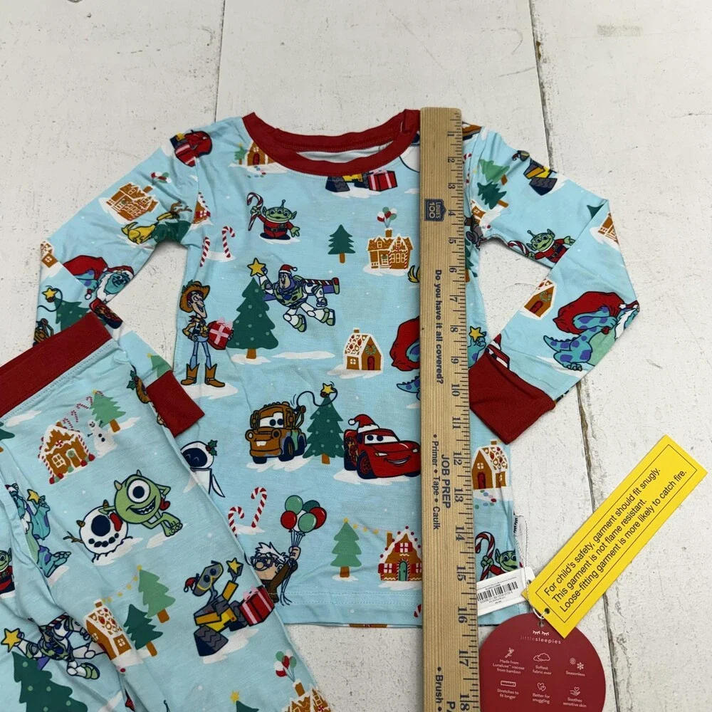 Little Sleepies Pajama Set Kids 3T Pixar Cars Monsters Toy Story Holiday 2 Piece